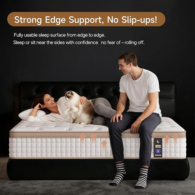 MOOA Mattress Full Size, 12 Inch Mattress Medium Firm with Extra Lumbar & Shoulder Support, Hybrid Mattresses with Gel Memory Foam,Pressure Relief & Motion Isolation, No Odor