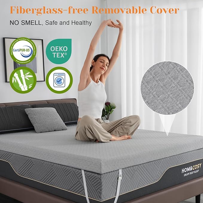Extra Firm Mattress Topper Full, 3 Inch High-Density Firm Mattress Pad for Back Pain Relief, Bed Topper with Removable Cover, No Smell, No Slip, CertiPUR-US Certified,75" x 54"