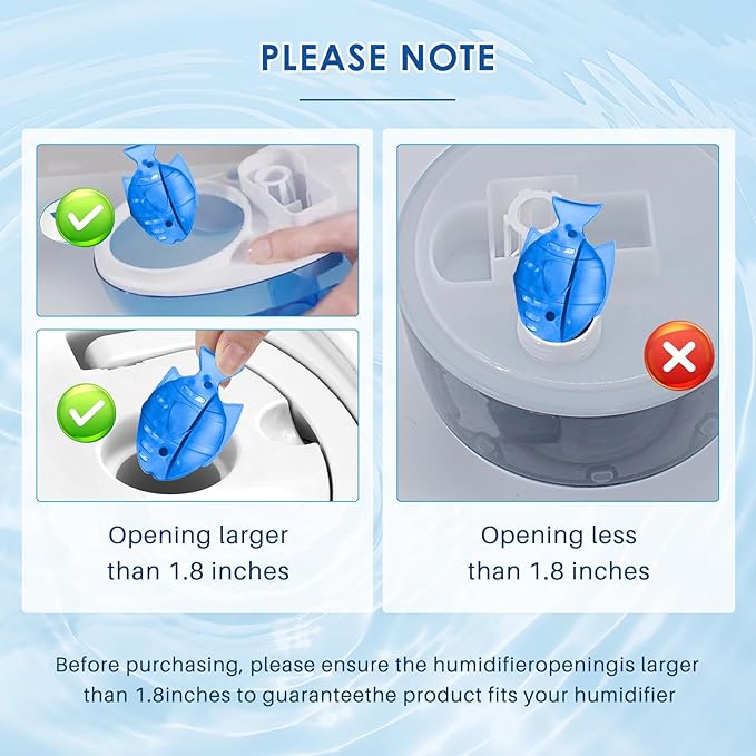12 Pack Humidifier Cleaning Fish, Humidifier Cleaner for Most Humidifiers + Fish Tanks, Demineralization Cartridge to Purifie Water, Prevent Hard Water Build-Up, Reduce Scale to improve Humidification