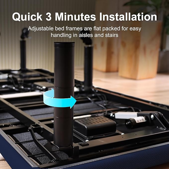 Fromann Adjustable Bed Frame Full, Adjustable Bed Base with Wireless Remote and USB Ports, Zero Gravity, Massage, Head & Foot Incline, Under-Bed Lights, Anti-Snore