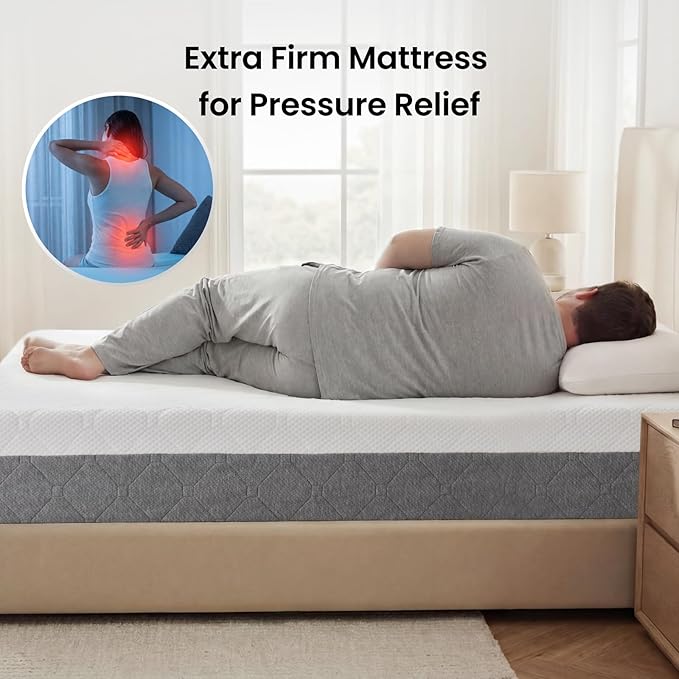 Extra Firm King Mattress 12-Inch: Zoned Memory Foam for Back Pain, Extra Support for Deep Sleep, Washable Cooling Cover, CertiPUR-US Oeko-Tex Certified, Made in USA, Mattresses in a Box, 80Lx76W
