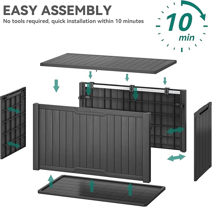 YITAHOME XXL 240 Gallon Large Outdoor Storage Deck Box for Patio Furniture, Outdoor Cushions, Garden Tools and Sports/Pools Equipment, Weather Resistant Resin, Lockable (Dark Gray)