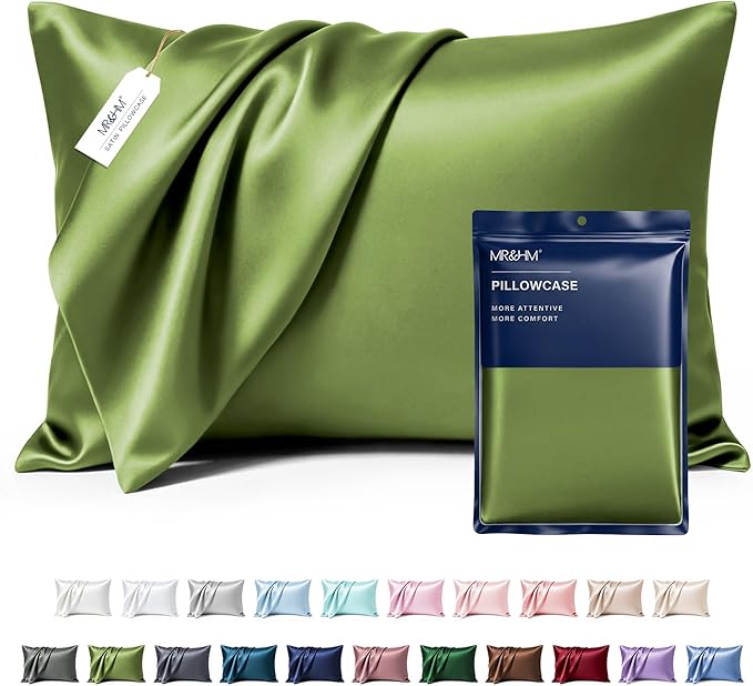 MR&HM Satin Pillowcase for Hair and Skin, Silk Satin Pillowcase 2 Pack, King Size Pillow Cases Set of 2, Silky Pillow Cover with Envelope Closure (20x36, Sage)
