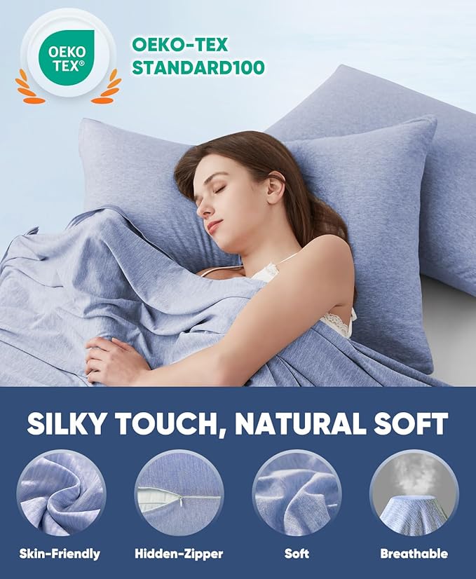 LUXEAR 2 Pack Cooling Pillow Cases Queen Size, Arc-Chill Q-Max > 0.5 for Hot Sleepers, Hair & Skin Friendly, Double-Sided, Machine Washable, Hidden Zipper, Gift for Women Men, 20x30, Blue