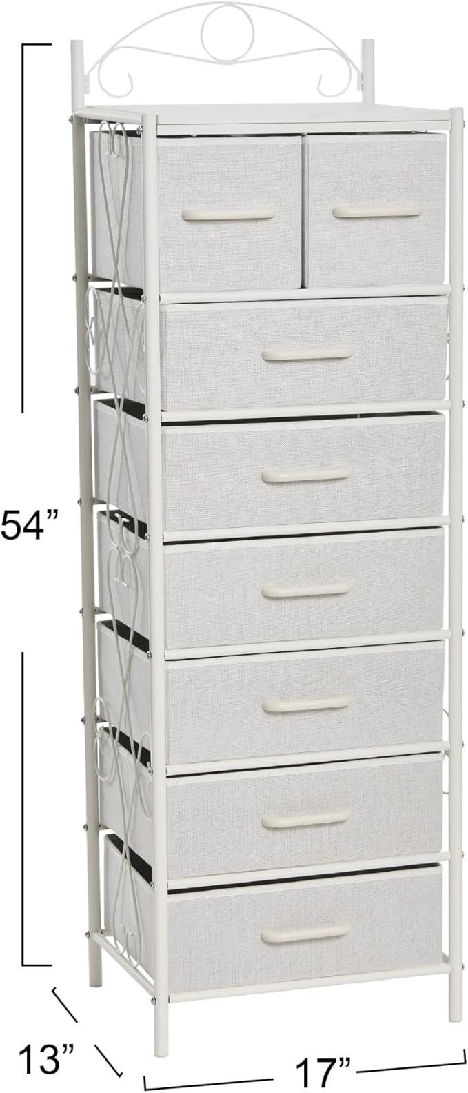 Household Essentials Scandinavian White Iron & Wood Tower Dresser