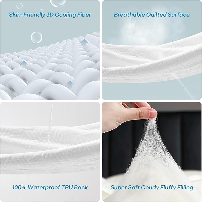 Cozymaker California King Size 100% Waterproof Mattress Protector, Cooling Mattress Pad Cover Fitted 8"-21" Deep Pocket, 3D Air Fabric Soft Breathable Smooth Noiseless Washable