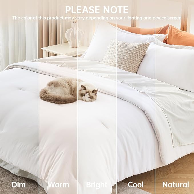 MUXHOMO Full Comforter Sets, All Season Ultra Soft Down Alternative Bedding - 3 Piece Lightweight Bed Set Includes 1 Comforter (82"x86") and 2 Pillow Shams (20"x26"), Wihte