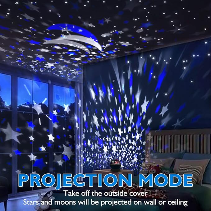 RICTLY Night Light for Kids, Kids Night Light Nebula 360 Degree Rotation - 4 LED Bulbs 12 Light Color Star Projector Changing with USB Cable, Romantic Gifts for Men Women Children