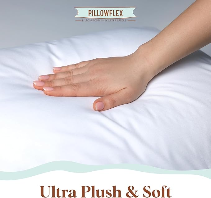 Pillowflex Synthetic Down Pillow Insert - 18x26 Down Alternative Pillow, Ultra Soft, Large Rectangle, Lumbar, Back, Sofa, Sleeping Pillow - 1 Decorative Pillow Form