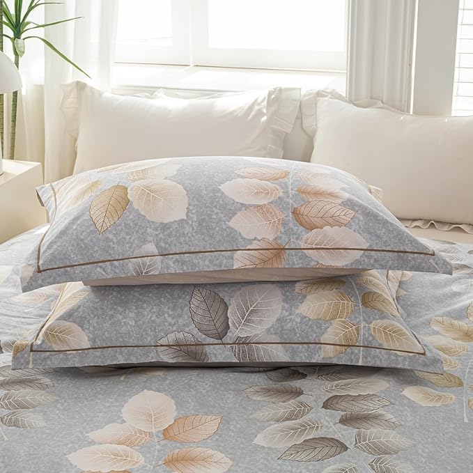 OAITE Duvet Cover Set Twin Size Floral Pattern 500 Thread Count Ultra Soft 100% Cotton Duvet Cover Sets 3-PC, Breathable Duvet Cover with Zipper Closure & Corner Ties