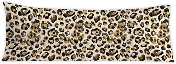 Black and Gold Leopard Print 20x54 Body Pillow Cover, Cheetah Print Room Decor, Funky Y2k Cheetah Print Decorative Long Body Pillow Cases for Girls Bedroom Dorm Apartment Bed Couch