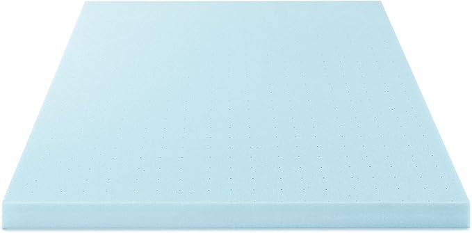 Best Price Mattress 4 Inch Ventilated Memory Foam Mattress Topper, Cooling Gel Infusion, CertiPUR-US Certified, Queen, Dorm Essentials, Blue