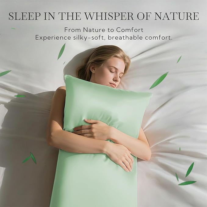 MR&HM King Pillow Cases Set of 2, Cooling Pillow Case for Hot Sleepers 20"x40", Breathable & Moisture Wicking, Soft Envelope Pillowcases, Rayon Derived from Bamboo & Polyester Blend (Sage Green)