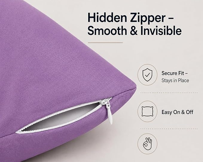 Evolive Ultra Soft Microfiber Body Pillow Cover/Pillowcases 21"x54" with Hidden Zipper Closure (21"x54" Body Pillow Cover, Lavender)
