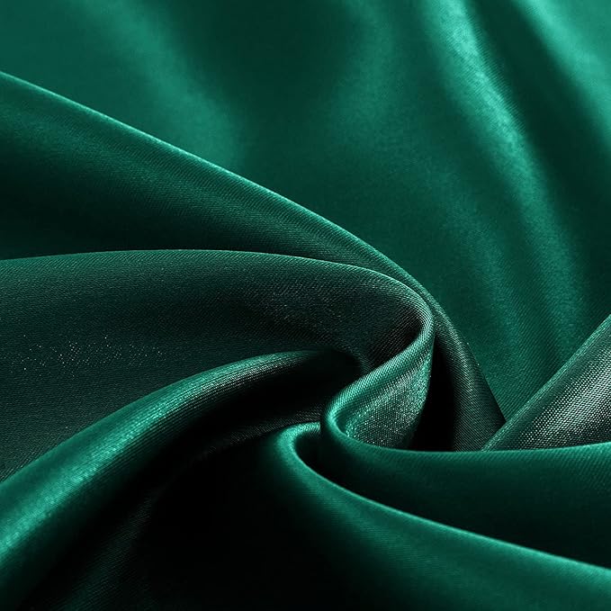 Homiest 3pcs Satin Sheets Set Luxury Silky Satin Bedding Set with Deep Pocket, 1 Fitted Sheet + 1 Flat Sheet + 1 Pillowcase (Twin XL Size, Blackish Green)