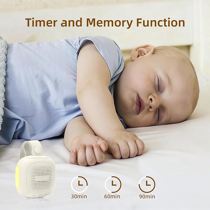 Magnetic Portable White Noise Machine with 16 Soothing Sounds 3 Night Lights 3 Sleep Timers Memory and Recording Functions 30 Levels of Volume and Powered by AC or USB for Baby Adult (White)