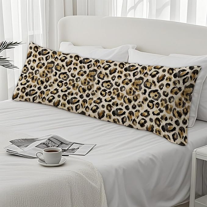 Black and Gold Leopard Print 20x54 Body Pillow Cover, Cheetah Print Room Decor, Funky Y2k Cheetah Print Decorative Long Body Pillow Cases for Girls Bedroom Dorm Apartment Bed Couch
