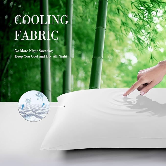 WishSmile Cooling Queen Pillowcases Set of 2 Breathable Cool Silky Soft Rayon Derived from Bamboo Fabric, Moisture Wicking for Hot Sleepers, Hair and Skin Friendly, White, 2 Pack, 20x30IN