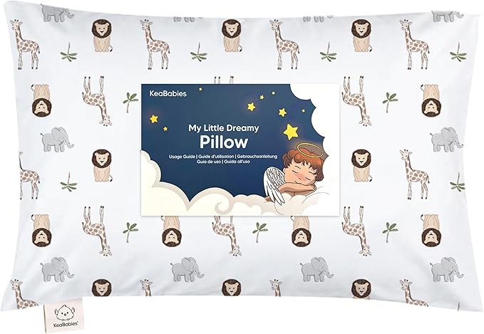 Toddler Pillow with Pillowcase - 13x18 My Little Dreamy Kids Travel Bed Pillows for Sleeping, Organic Cotton Small Pillowcase, Soft & Breathable, Machine Washable, Toddlers 2-5 years old (The Wild)
