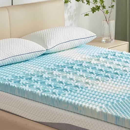 SINWEEK 1.5 Inch Mattress Topper 5-Zone Memory Foam Mattress Topper Pressure Relieve Soft Mattress Pad, CertiPUR-US Certified, Twin Size Blue