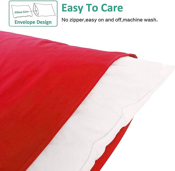 NTBAY King Pillowcase Set - 2 Pack Brushed Microfiber 20x40 Pillowcases - Soft, Wrinkle-Free, Fade-Resistant, Stain-Resistant, Red Pillowcases with Envelope Closure - 20x40 Inches, Red
