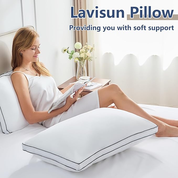 CozyLux Pillows Queen Size Set of 2, Soft and Supportive 3D Down Alternative Bed Pillow for Sleeping 2 Pack White, Luxury Hotel Quality Gusseted Bedding Pillow for Back, Stomach or Side Sleepers 18x28