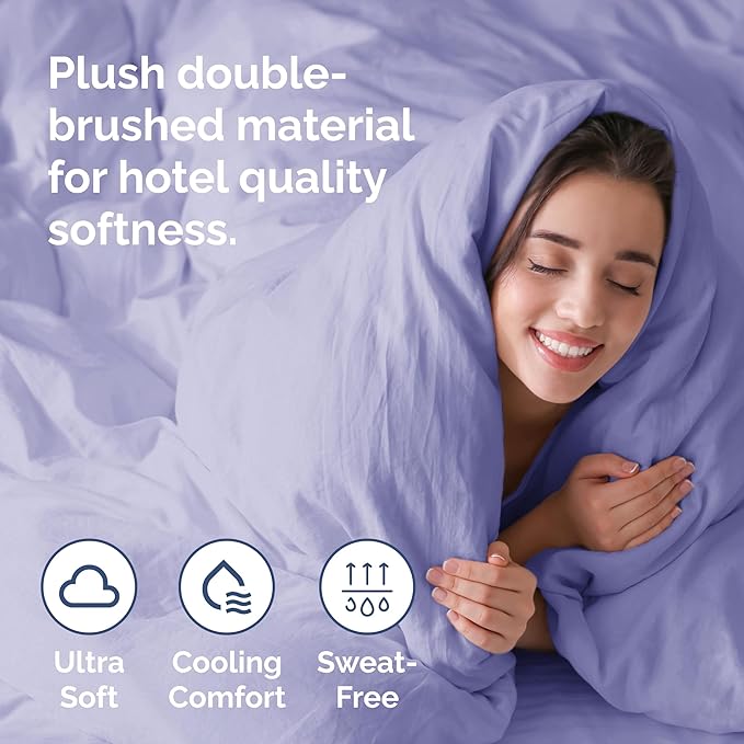 Duvet Cover King Size Set - Extra Soft King Duvet Cover 104" x 90" with 2 Pillow Shams - Hotel Luxury, Easy Care & Fade Free w/ Zipper Closures & Ties - All Season, Comfy, Cozy & Breathable (Lavender)