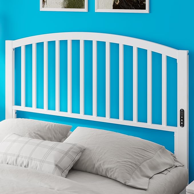 Weehom Full Size Headboard Only, Modern Headboard for Full Size Bed with LED Light, USB & Type C Port and Touch & Remote Control, Metal Headboard, Sturdy and Stable, Easy Assembly, White