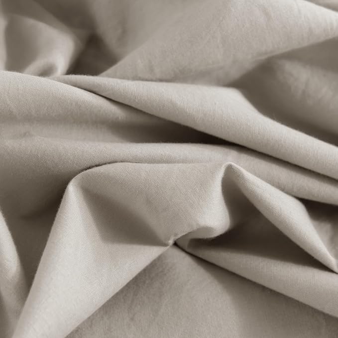 NEXHOME PRO Duvet Cover King Size, 100% Washed Cotton Orgnic Linen Like Textured Breathable Durable Comfy, Cream Grey