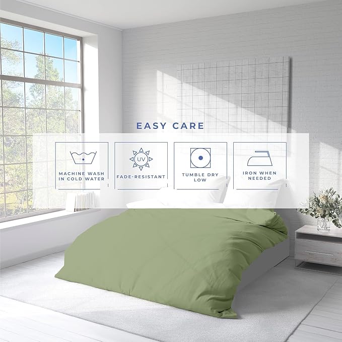 Kotton Culture 1 Pc Twin XL/Twin Duvet Cover Only-100% Egyptian Cotton 600 Thread Count Ultra Soft Premium Durable Comforter Cover Zipper Closure & Corner Ties - (Moss Green, 68" X 90")