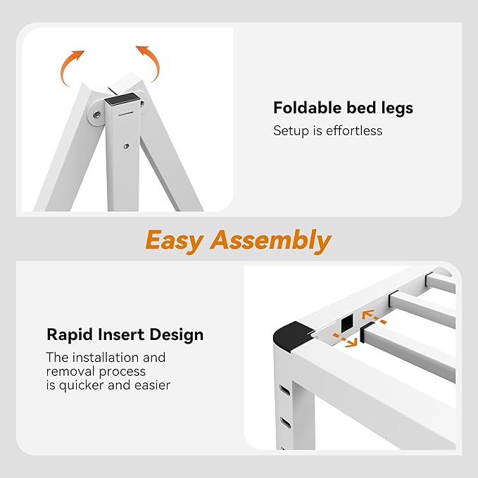 NKZ Full Platform Bed Frame, 20 Inch Metal Bed Frame with Storage Space, No Box Spring Needed, Easy Assembly, Noise Free, 3,500 lbs Heavy Duty Steel Slats Support