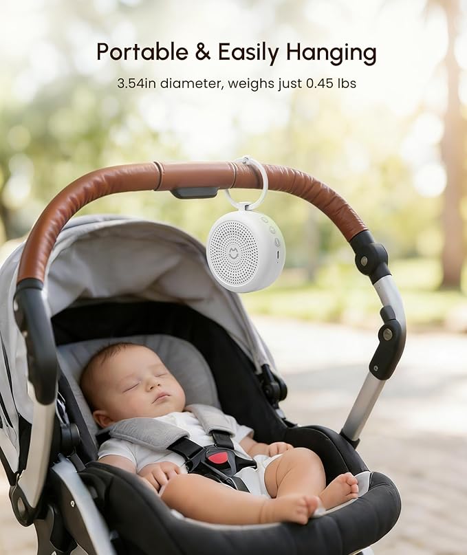 Portable White Noise Machine for Sleeping, 29 Soothing Non-looping Sounds for Adults & Kids, 50h Babies Sleeping Sounds Machine, Timer, Memory Function, Traveling, for Relax-2026 Updated Version