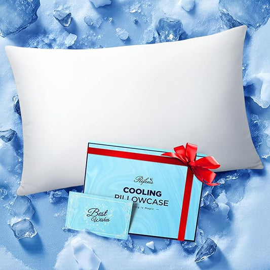 Ice Cooling Pillowcase for Hot Sleepers, Instantly Cool, Stays Cold All Night, Softer Than Silk Pillow Cases, Pillow Covers with Invisible Zipper, Gift for Men & Women - Queen Size, White (1 Pack)