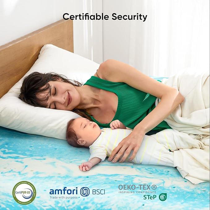 Marsail 2-inch Twin Memory Foam Mattress Topper, Gel Infused Cooling Mattress Topper for Sleeper Sofa, RV, Camper, CertiPUR-US Certified