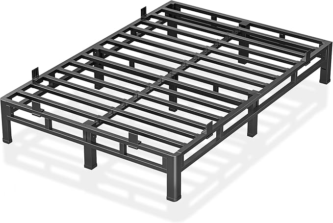 ROIL 10 Inch Queen Bed Frame, Metal Bed Frame & Box Spring 2 in 1 Platform with Round Corner Legs, 4000LBS Double Layer Low Profile Metal Platform Mattress Baffles, Noise-Free Easy Assembly