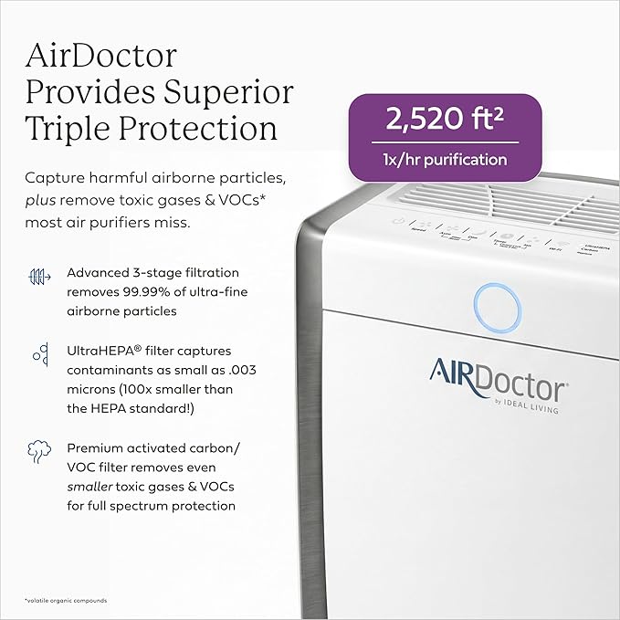 AIRDOCTOR AD3500 Smart App Air Purifier. Designed to Reduce Gases and VOC’s (volatile organic compounds) including MMA and Formaldehyde. Premium Carbon Filtration. Remove Allergens, Smoke, Dust, etc.