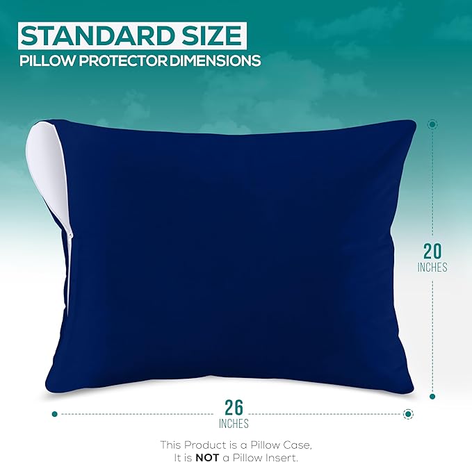 Utopia Bedding Premium 100% Waterproof Pillow Protectors with Zipper Standard Size (Set of 2), Bed Bug and Dust Mite Proof Zippered Pillow Covers, Pillow Encasement Cases, Royal Blue
