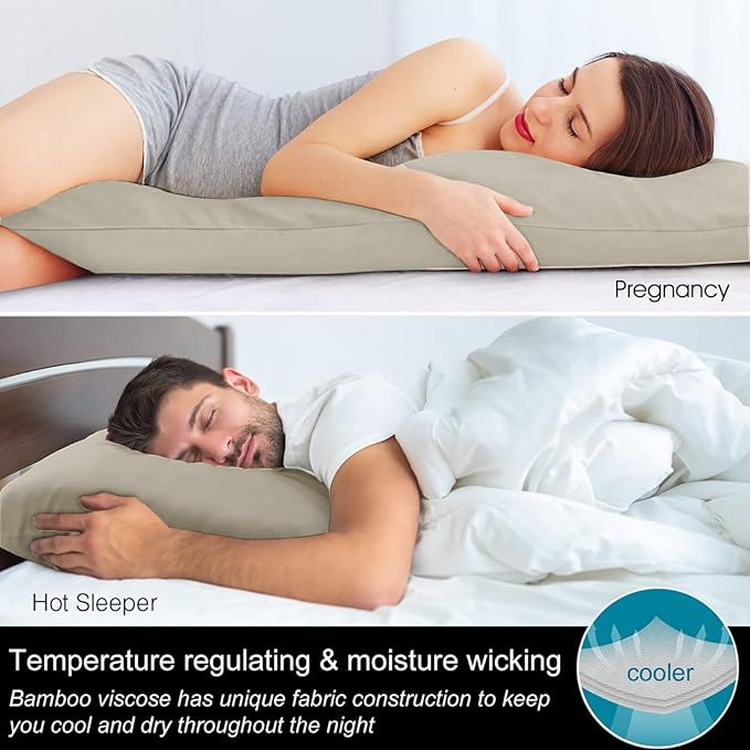 BEDELITE Body Pillow Cover, Rayon Made from Bamboo, Cooling Body Pillow Pillowcase for Hot Sleepers and Night Sweats, Breathable & Silky Soft Full Long Pillow Case Cover (Linen, 20x54 Inches)