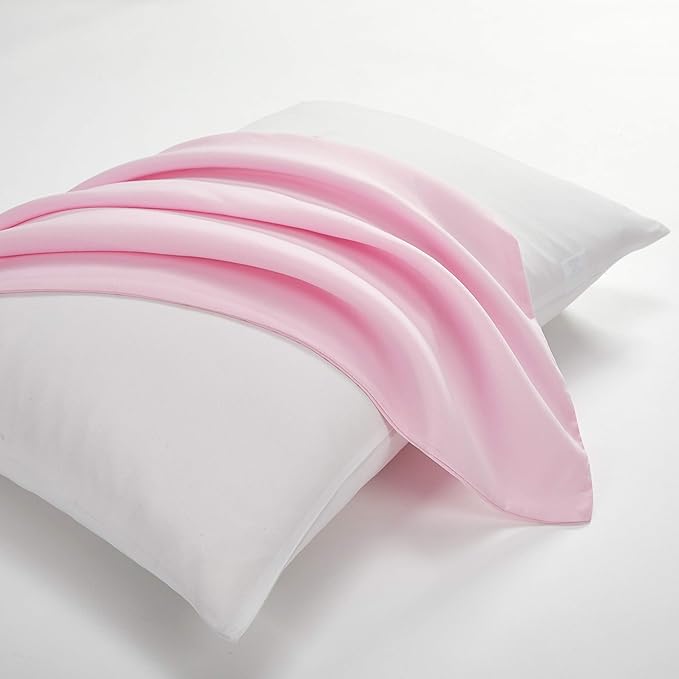 EVOLIVE Body Pillow Cover 21"x54", Ultra Soft Microfiber Pillowcase with Hidden Zipper, Breathable, Machine Washable, for Pregnancy & Side Sleepers, Cover Only (21"x54" Body Pillow Cover, Pink)