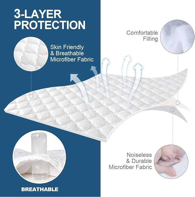 Twin XL Air Mattress Topper, Mattress Topper Twin XL Mattress Pad, Super Soft Breathable and Noiseless Down Alternative Fiber Pillow Top Mattress Pad (15-23'' Deep Pocket)
