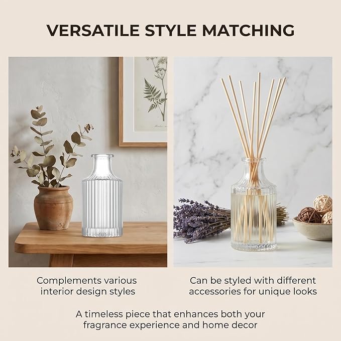 250ml 8.5oz Glass Diffuser Bottle Empty Essential Oil Jar Aromatherapy Decor Fragrance Container for Home Office Decor
