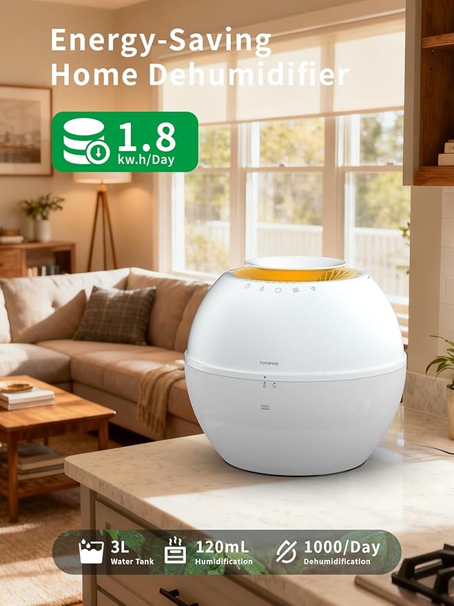 2 in 1 Dehumidifier & Humidifier Combo, 101oz Smart for Bedroom Bathroom Basement, Portable Air Purifier with Auto Steam, Small Dehumidifiers with Drain Hose