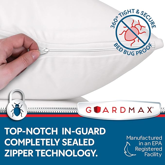 Guardmax Jersey Knitted Throw Pillow Protector with Zipper - 2 Pack -100% Waterproof, Bed Bug Proof, Dust Mite Proof, & Hypoallergenic Pillow Covers - Premium Zippered Pillow Cases. (22 X 22)