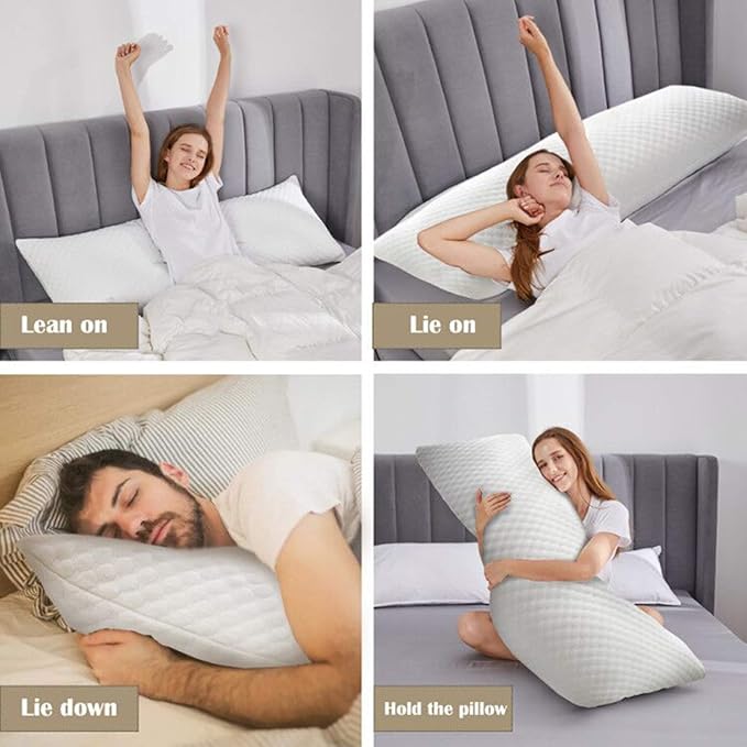 DOWNCOOL Full Body Pillow for Adults- Ultra Soft Long Bed Pillow with Removable Cover Cooling Breathable, Polyester Microfiber Large Body Pillow, 20x54 inch (with Cover)