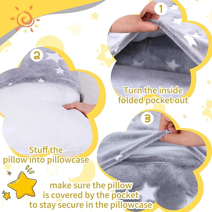 Cloele Body Pillow Cover Glow in The Dark Long Pillow Cases Full - 21x54 inches Grey Star Ultra Soft Body Pillowcase for Kids Girls Boys Decorative Body Pillow Pillowcases(Only Cover)