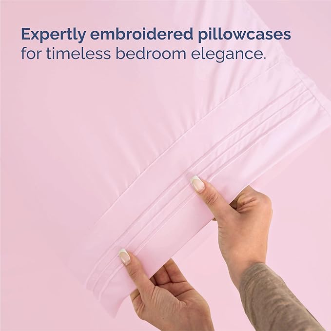 King Size 4 Piece Sheet Set - Comfy Breathable & Cooling Sheets - Hotel Luxury Bed Sheets for Women and Men - Deep Pockets, Easy-Fit, Soft and Wrinkle Free Sheets - Light Pink Oeko-Tex Bed Sheet Set
