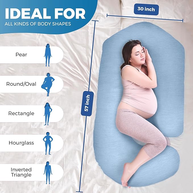 PILLANI Pregnancy Pillows for Sleeping - V C U Shaped Full Body Pillow with Removable Cover, 57inch Cooling Maternity Pillow for Pregnant Women, Support for Back Belly Legs Hip - Pregnancy Must Haves