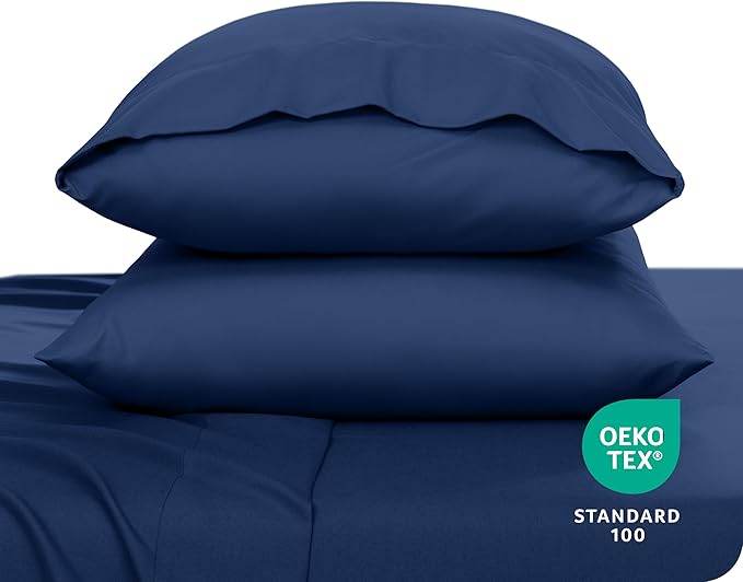 Bare Home Microfiber Pillow Cases - Standard Size Set of 2 - Cooling Pillowcases - Double Brushed - Easy Care - Envelope Closure (Standard Pillowcase Set of 2, Dark Blue)