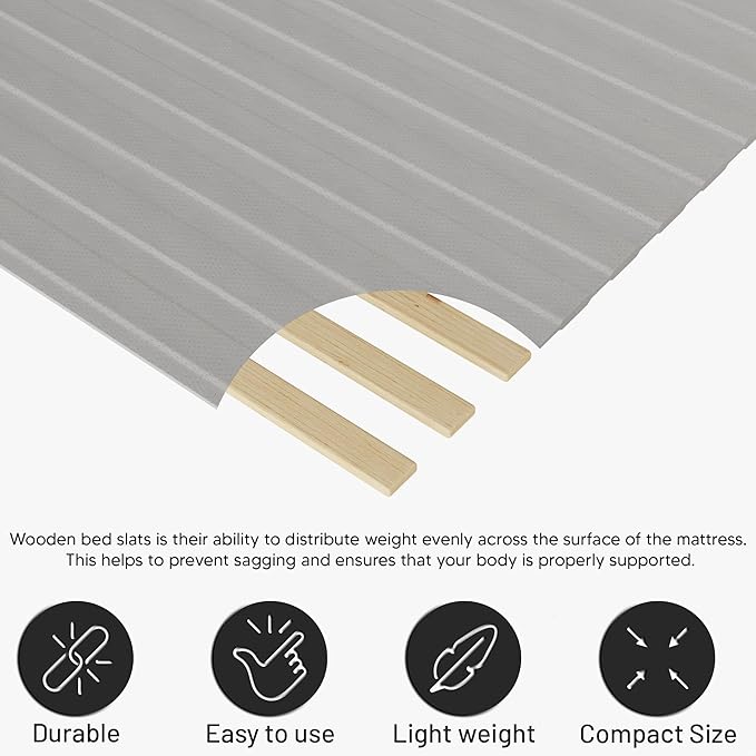 Wooden Twin Bed Slats for Support Under Mattress with Cover – Replacement Wood Slats for Twin Size Bed Frame – Under Mattress Support Without Extra Height – 3.38-Inch Standard Width