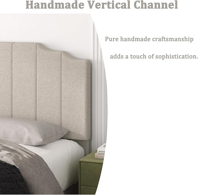 Befurtori King Size Headboard Only, Linen Wall Mounted Headboard King for Adjustable Bed Modern Upholstered Head Board Easy Assembly, Beige